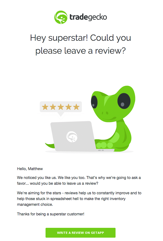 Post purchase email - Review request