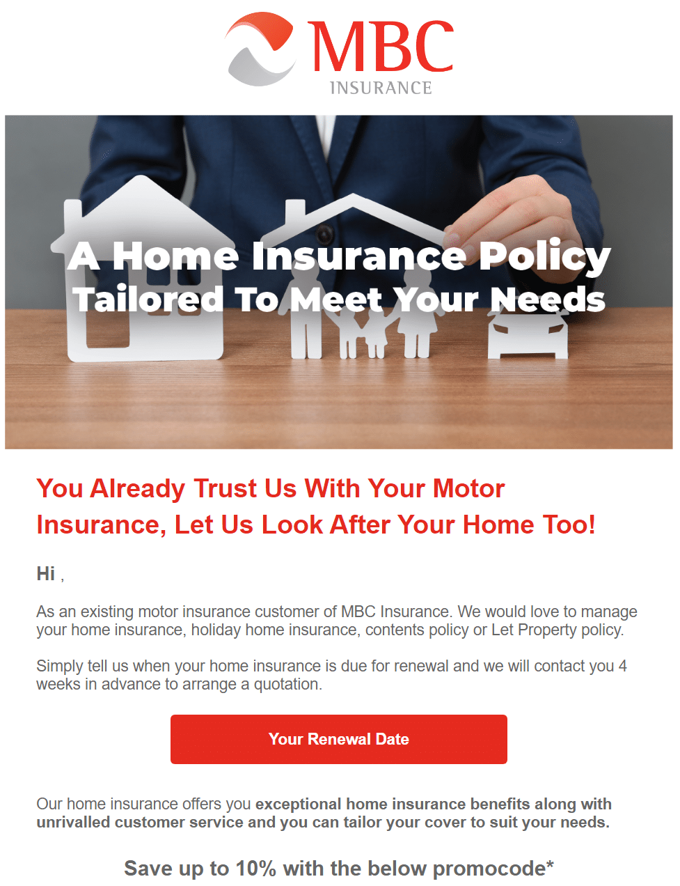 Post purchase email - cross sell - MBC Insurance